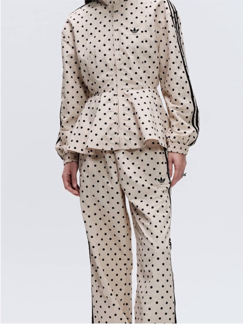 ASOS adidas Sold out! Polka Dot Peplum Zip Jacket in Cream and Black! - Picture 3 of 5